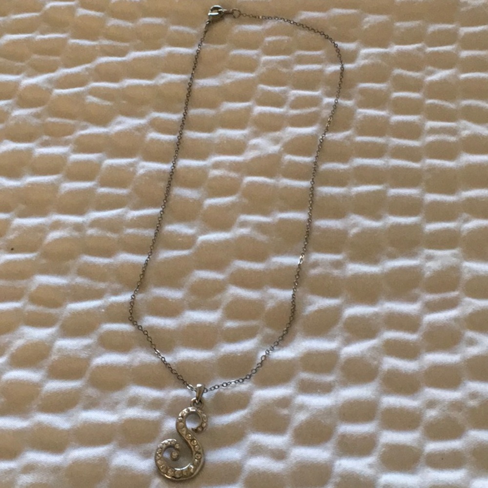 Initial Necklace Letter S.  Set of two